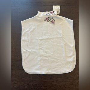 Vintage White Eyelet Detachable Collar Mock Shirt Dickey Floral Embroidery
